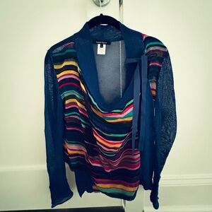 Nannette Lepore Colorful Wrap Sweater Light Knit